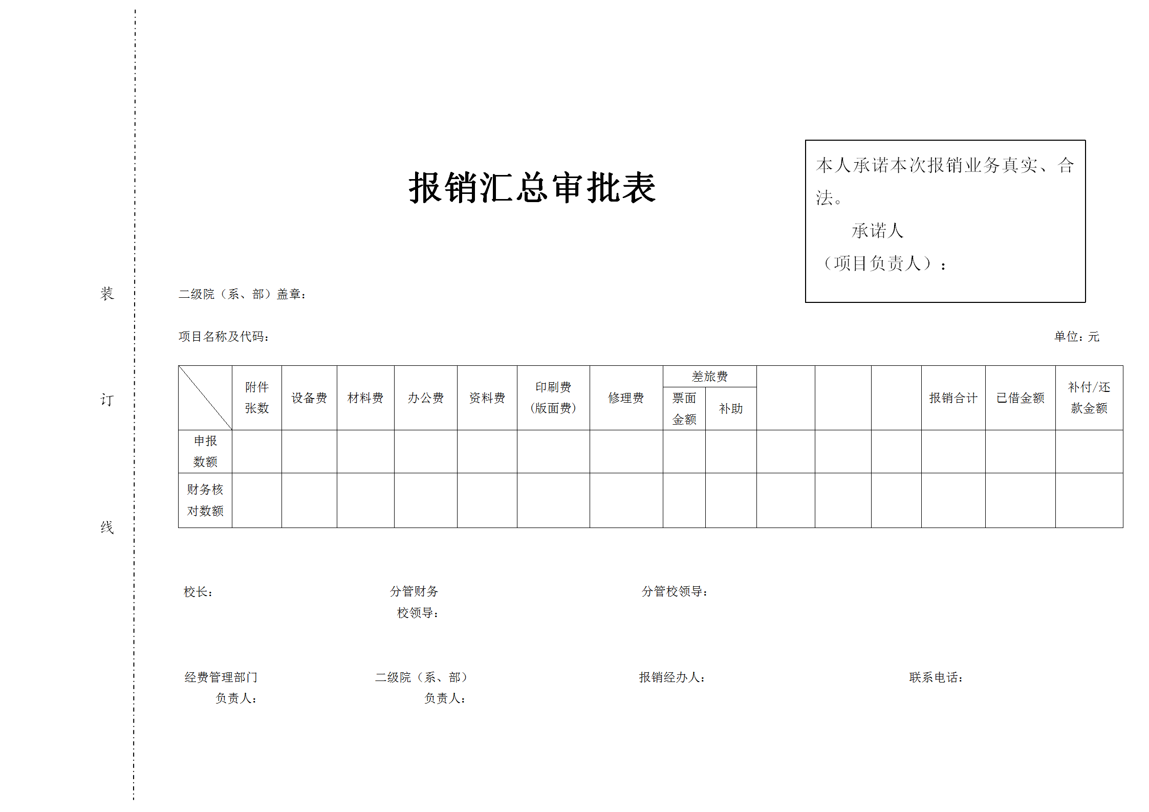 財務報銷審批表